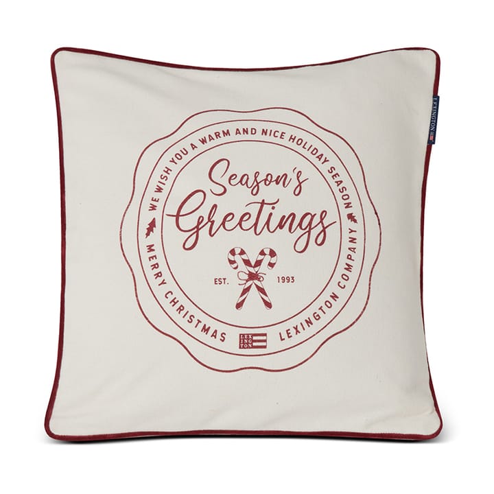 Seasons Greetings Cotton Kissenbezug 50 x 50 cm - Off white-red - Lexington