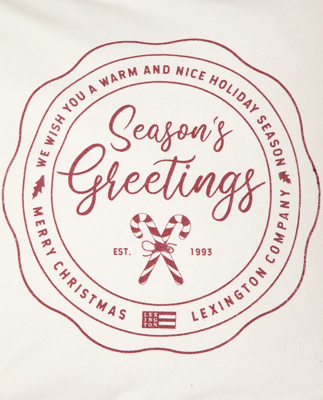 Seasons Greetings Cotton Kissenbezug 50 x 50 cm, Off white-red Lexington