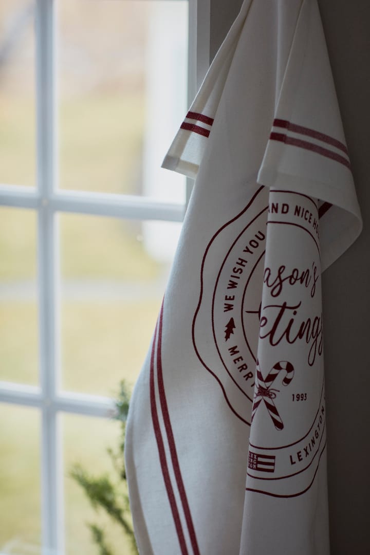 Seasons Greetings Printed Geschirrtuch 50 x 70 cm, White-red Lexington