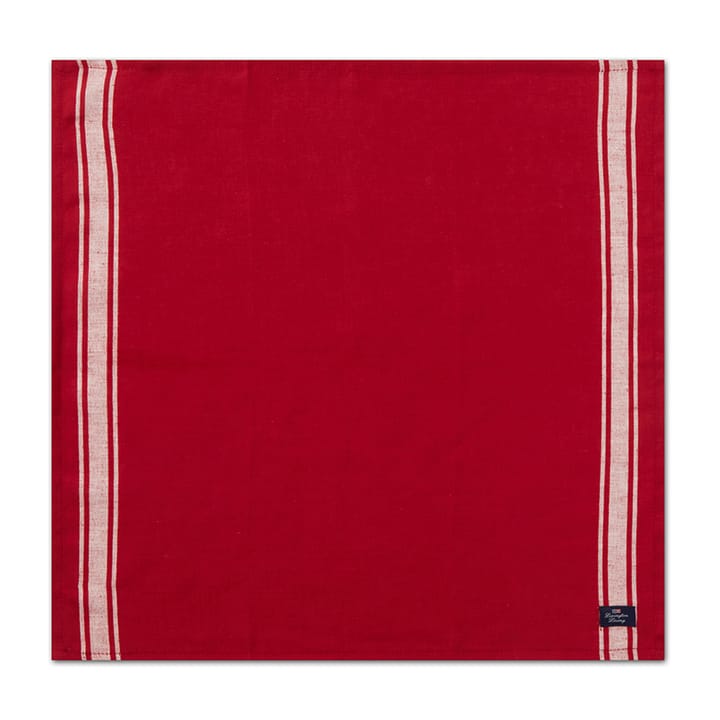 Side Striped Cotton Linen Serviette 50 x 50 cm - Red-white - Lexington