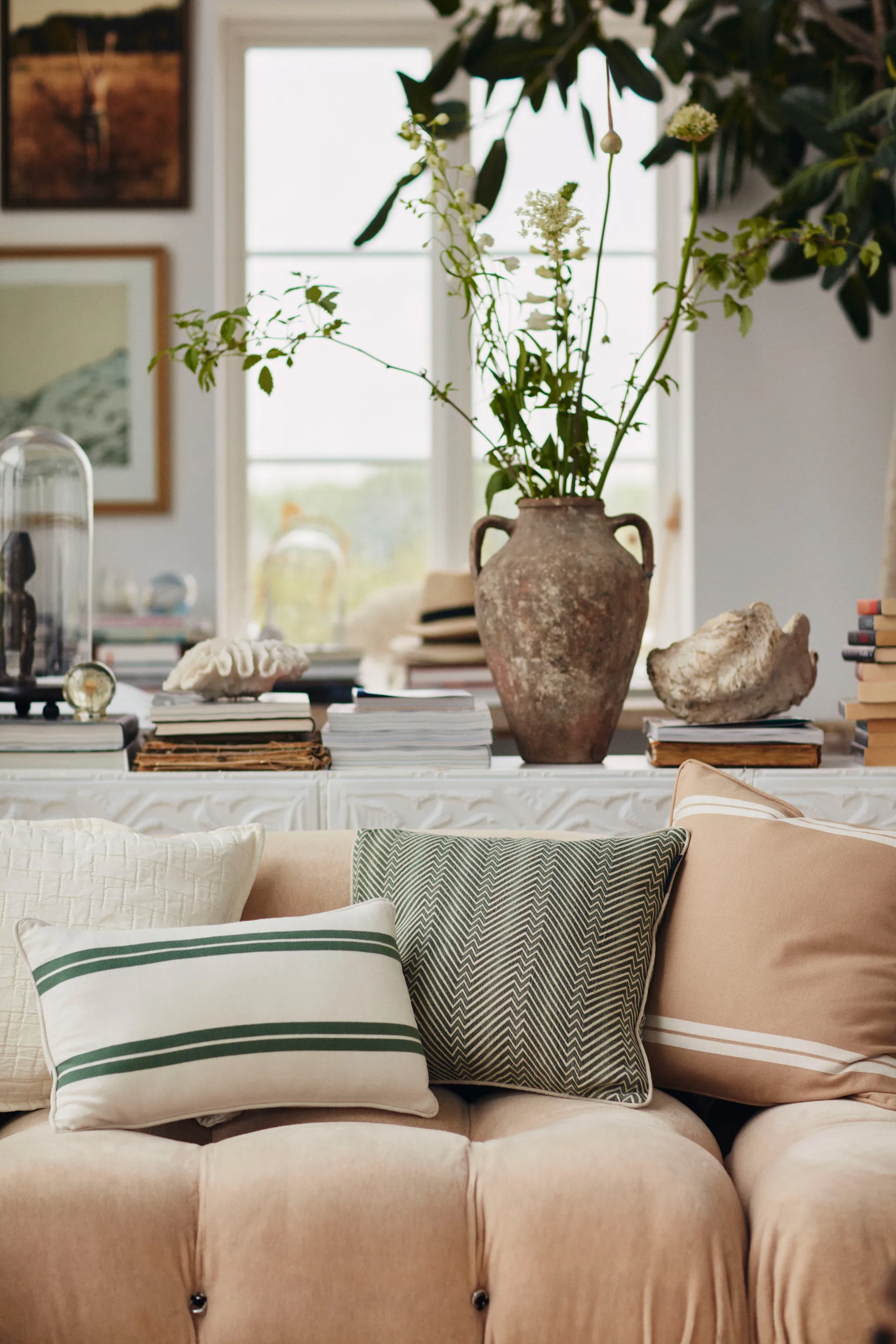 Side Striped Kissenbezug 50 x 50cm, Beige-white Lexington