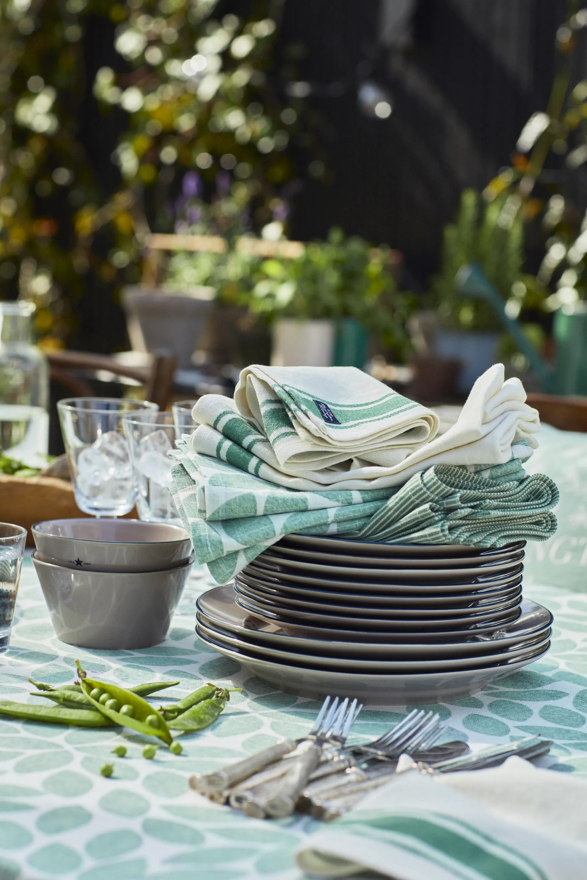 Side Stripes Stoffserviette 50 x 50cm, Grün Lexington