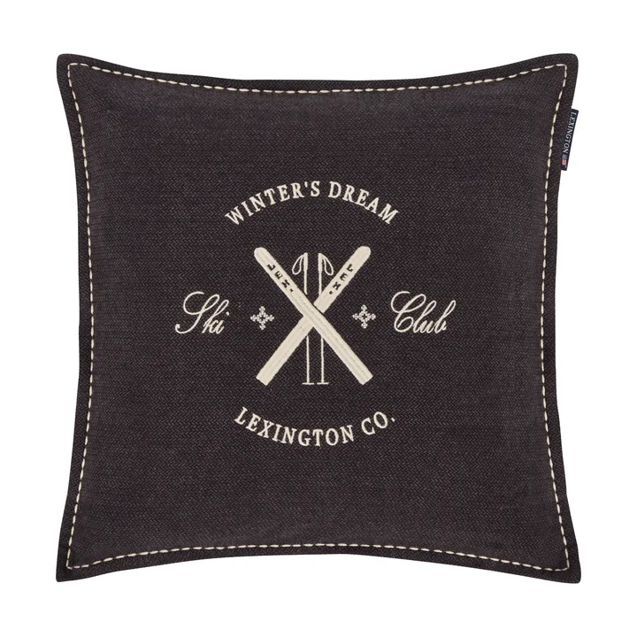 Ski Club Kissenbezug aus Bio-Baumwolle - Navy-Hellbeige, 50x50 cm - Lexington