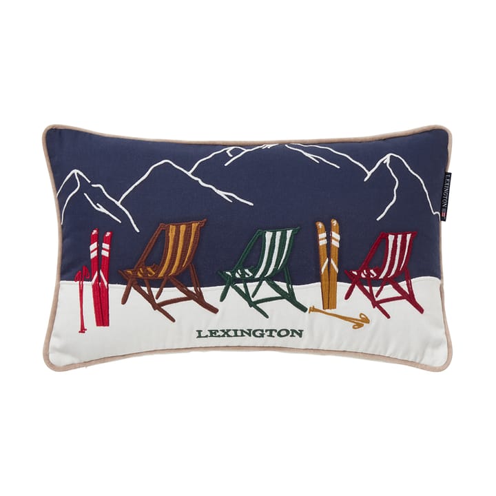 Ski resort biologischer Baumwolle Twill Kissen 30x50 cm - White-Dark blue - Lexington
