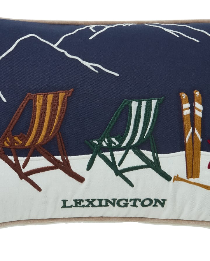 Ski resort biologischer Baumwolle Twill Kissen 30x50 cm, White-Dark blue Lexington
