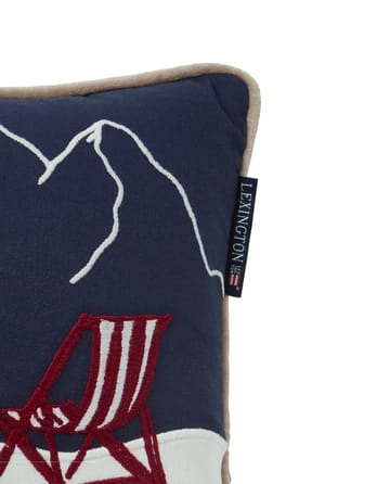 Ski resort biologischer Baumwolle Twill Kissen 30x50 cm - White-Dark blue - Lexington
