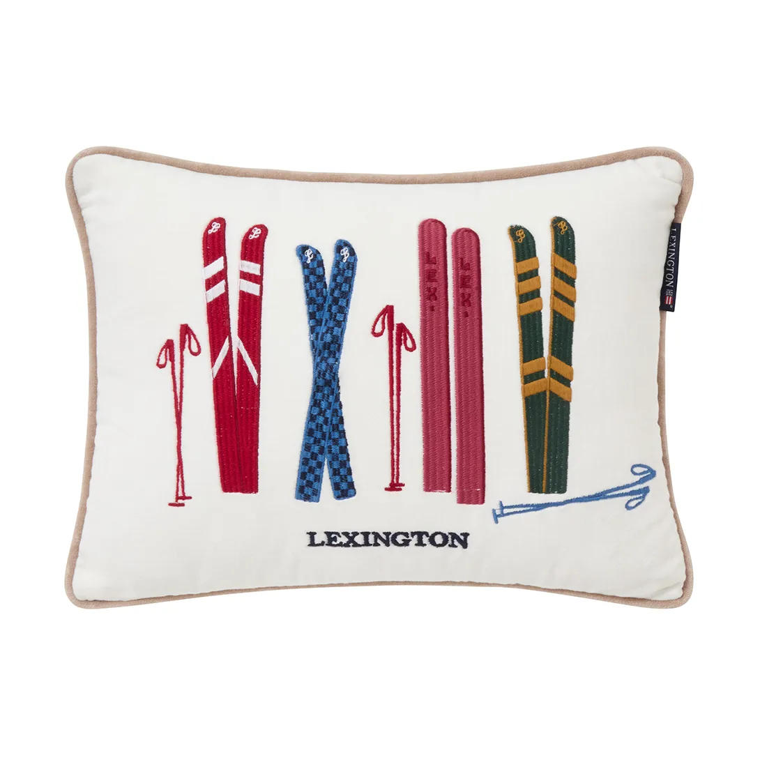 Skis and Poles biologischer Baumwolle Kissen 30x40 cm, White-multi Lexington
