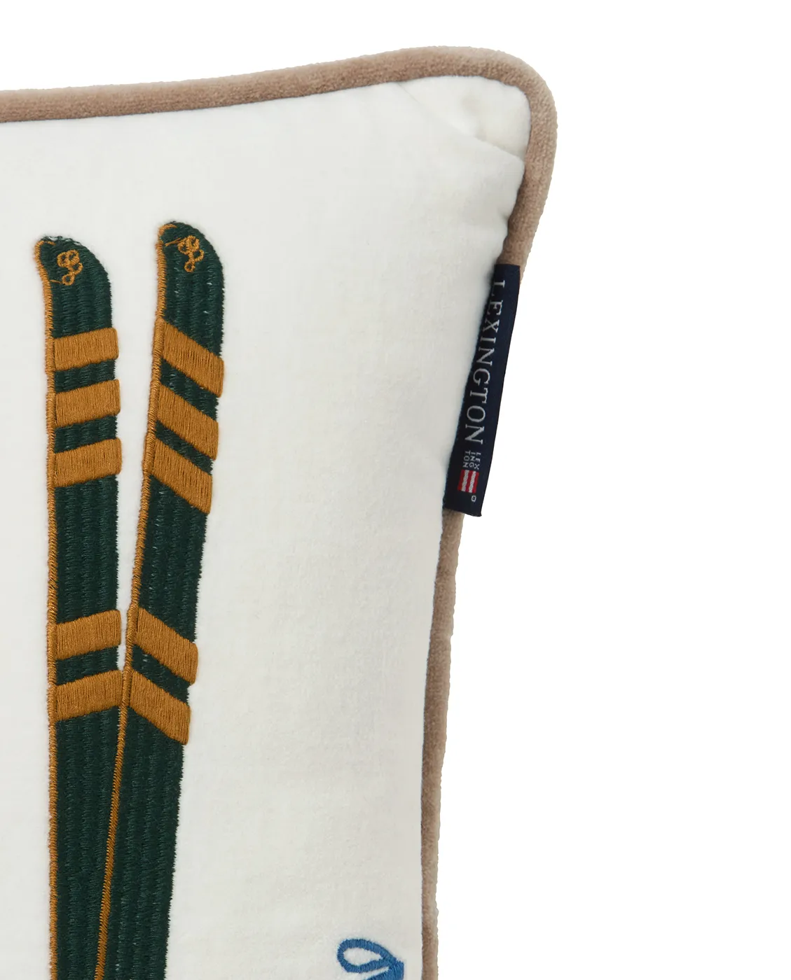 Skis and Poles biologischer Baumwolle Kissen 30x40 cm, White-multi Lexington