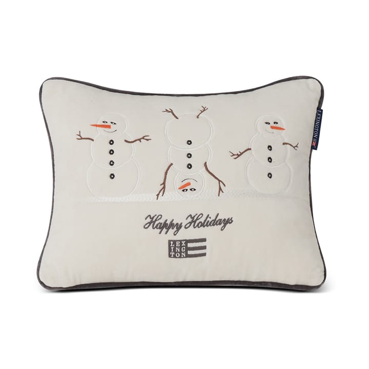 Snowmen Embroidered Cotton Velvet Kissen 30 x 40 cm - Snow white-dark gray - Lexington