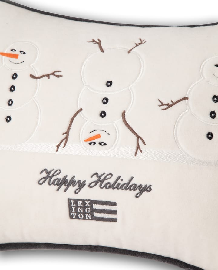 Snowmen Embroidered Cotton Velvet Kissen 30 x 40 cm, Snow white-dark gray Lexington