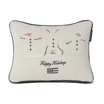 Snowmen Embroidered Cotton Velvet Kissen 30 x 40 cm - White - Lexington