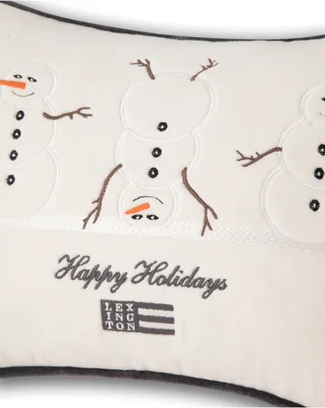 Snowmen Embroidered Cotton Velvet Kissen 30 x 40 cm - White - Lexington