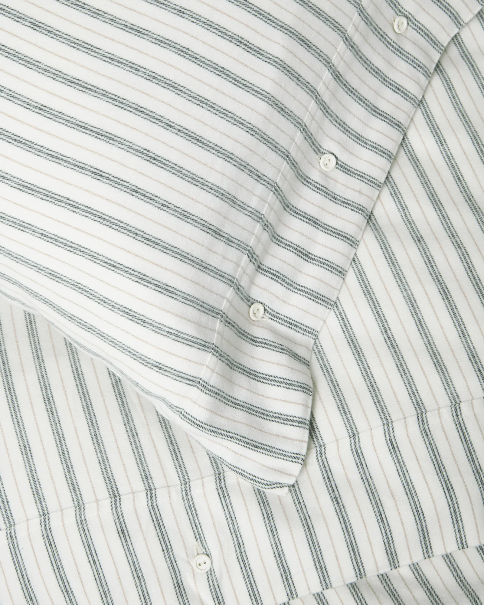 Stripe Baumwollflanell Bettwäsche-Set, Weiß-Grün-Beige, 50x60 cm/150x210 cm Lexington