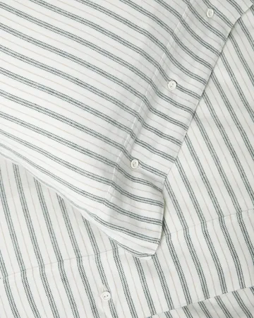 Stripe Baumwollflanell Bettwäsche-Set - Weiß-Grün-Beige, 50x60 cm/150x210 cm - Lexington