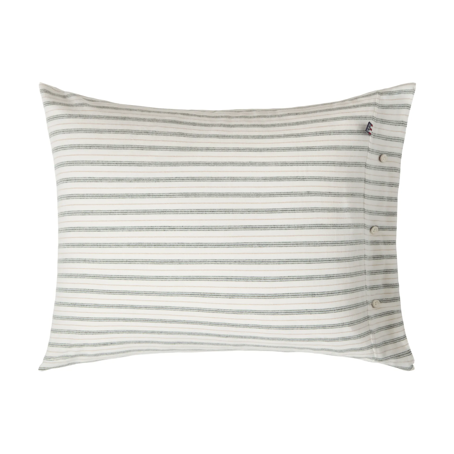 Stripe Baumwollflanell Kissenbezug, Weiß-Grün-Beige, 50x60 cm Lexington