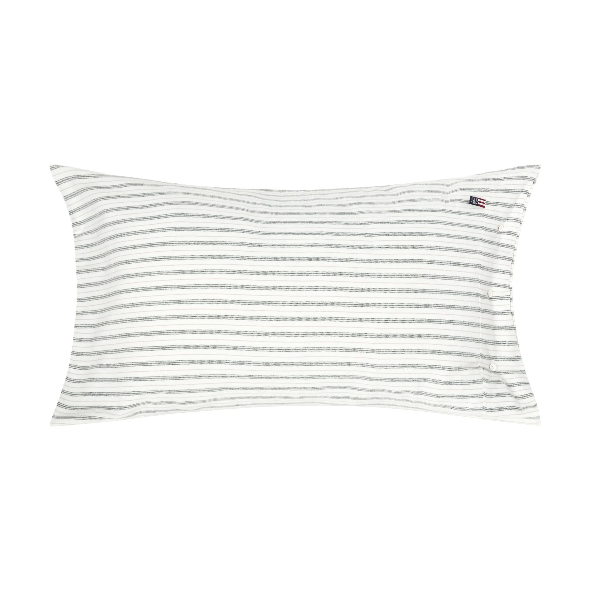 Stripe Baumwollflanell Kissenbezug, Weiß-Grün-Beige, 50x90 cm Lexington
