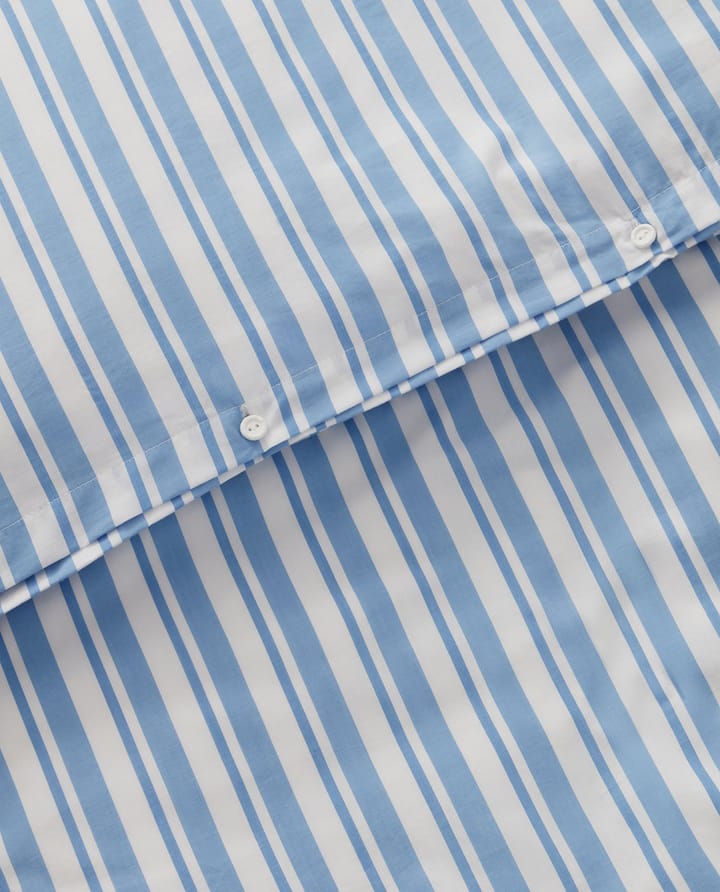 Striped Cotton Poplin Bettset - White-Blue, 2 Kissenbezüge - Lexington