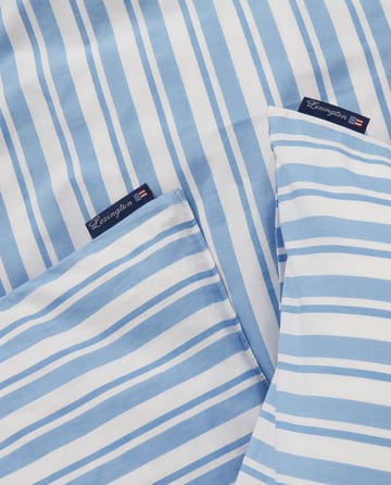 Striped Cotton Poplin Bettset - White-Blue, 2 Kissenbezüge - Lexington