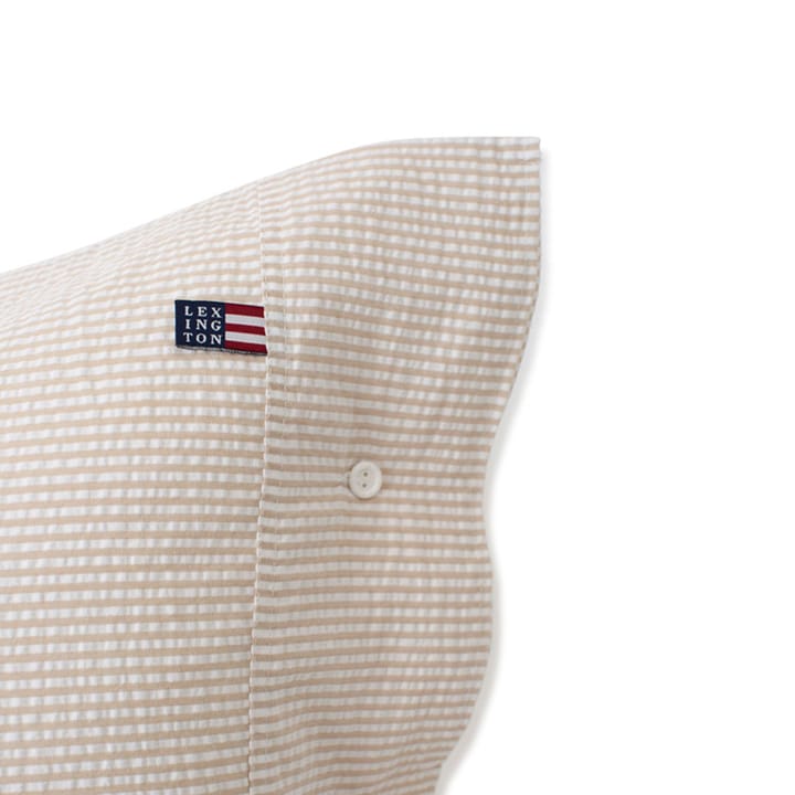 Striped Cotton Seersucker Kissenbezug 50 x 60cm - Beige-weiß - Lexington
