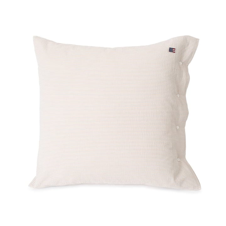 Striped Cotton Seersucker Kissenbezug 65 x 65cm, Beige-weiß Lexington
