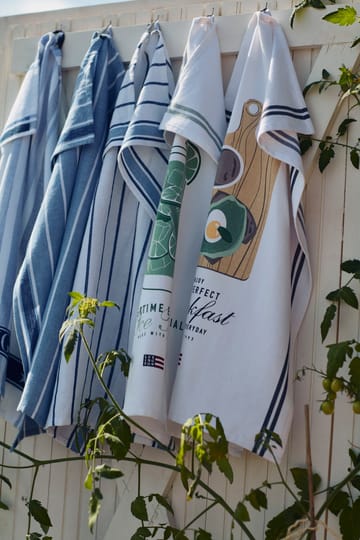 Striped Cotton Terry Geschirrtuch 50 x 70cm - White-blue - Lexington