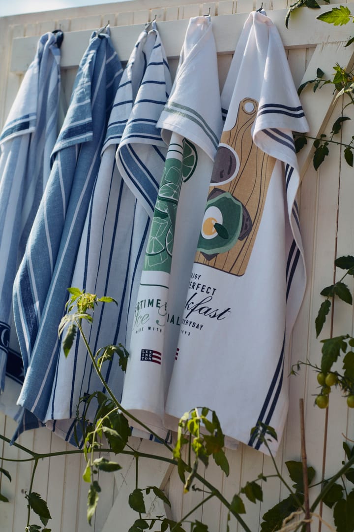 Striped Cotton Terry Geschirrtuch 50 x 70cm, White-blue Lexington