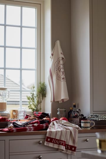 Striped Cotton Terry Jacquard Geschirrtuch 50 x 70 cm - Beige-red - Lexington