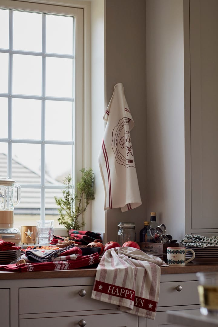 Striped Cotton Terry Jacquard Geschirrtuch 50 x 70 cm, Beige-red Lexington
