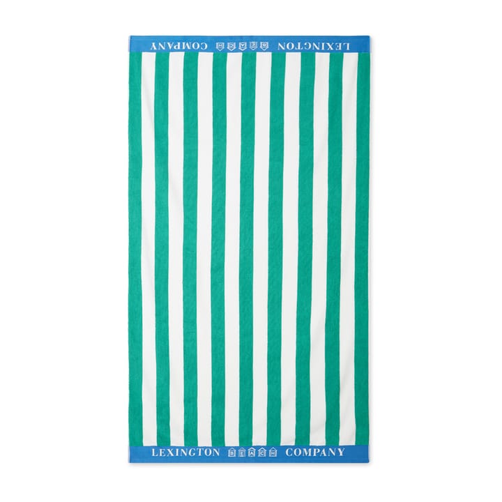 Striped Cotton Terry Strandhandtuch 100 x 180cm - Grün-blau-weiß - Lexington