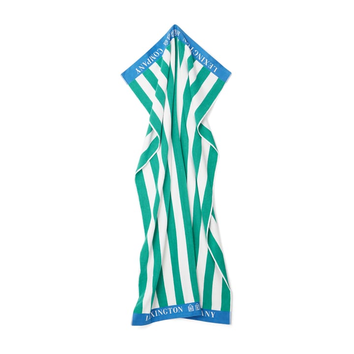 Striped Cotton Terry Strandhandtuch 100 x 180cm, Grün-blau-weiß Lexington