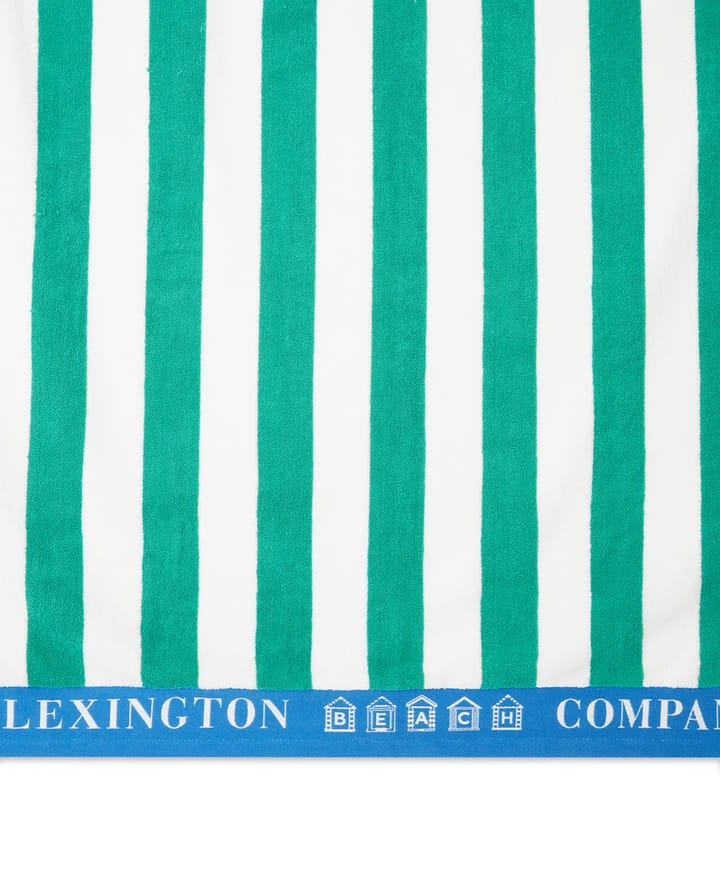 Striped Cotton Terry Strandhandtuch 100 x 180cm, Grün-blau-weiß Lexington
