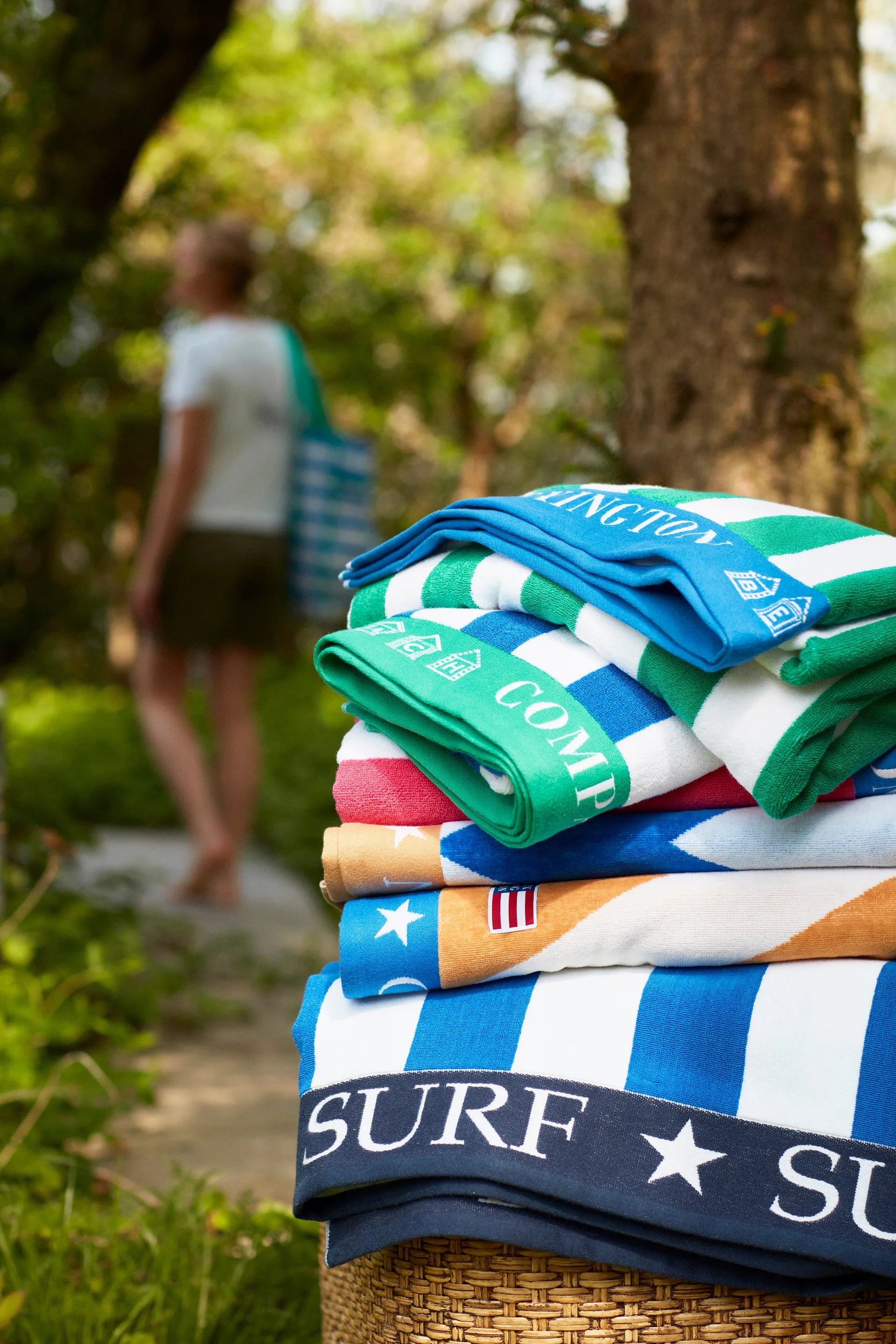 Striped Family Strandhandtuch 200 x 180cm, Blau-weiß Lexington