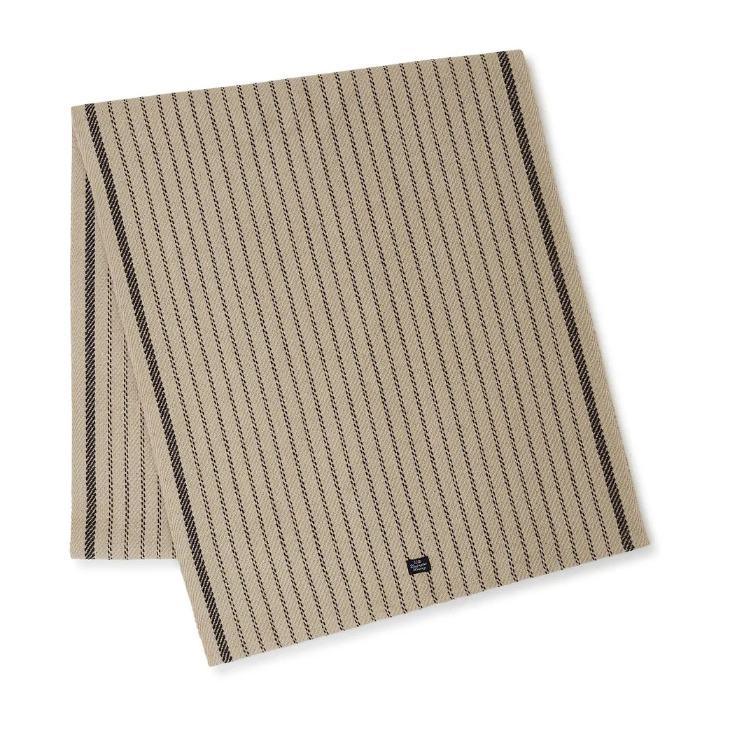Striped Jute Cotton Tischläufer 50 x 250cm, Beige-dark gray Lexington