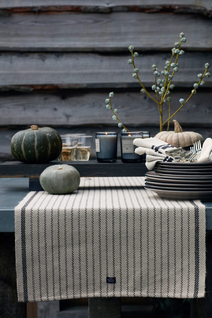 Striped Jute Cotton Tischläufer 50 x 250cm, Beige-dark gray Lexington