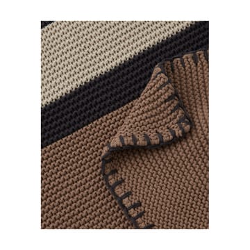 Striped Knitted Cotton Wolldecke 130x170cm - Brown-beige-dark gray - Lexington