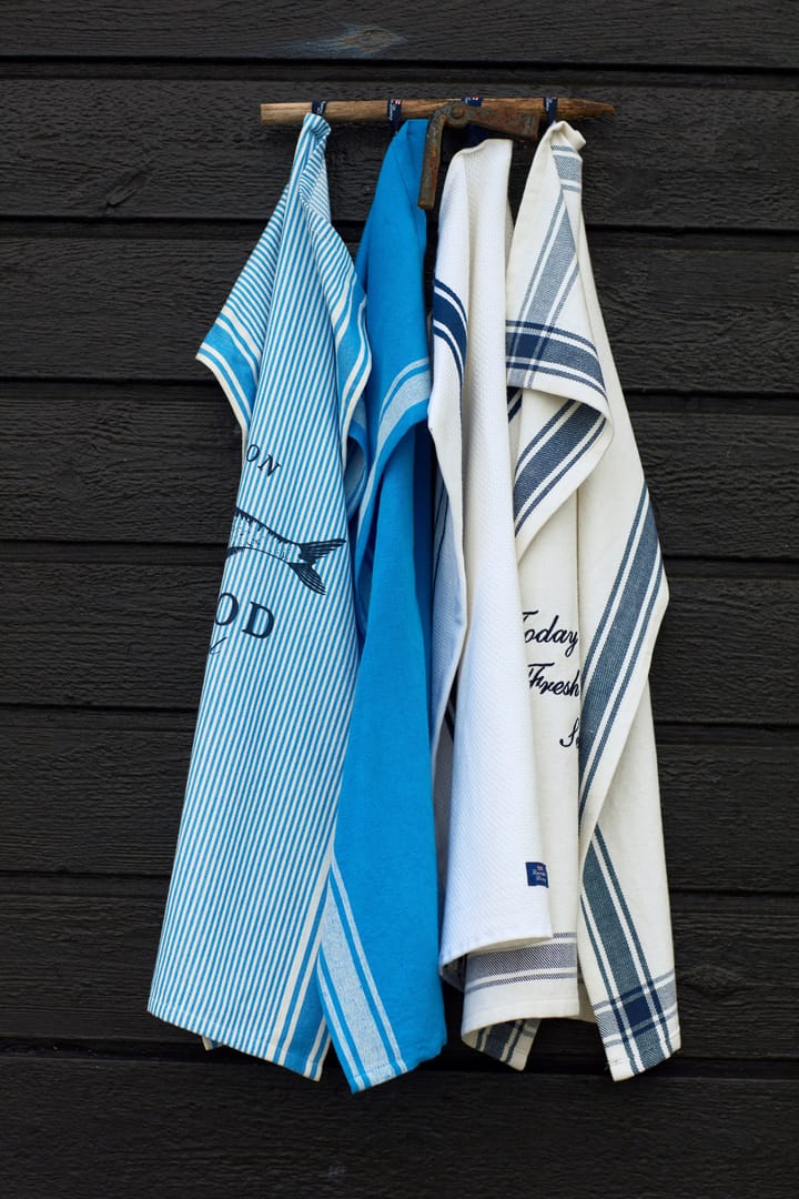 Striped Linen Cotton Geschirrtuch 50 x 70cm, Blau-weiß Lexington