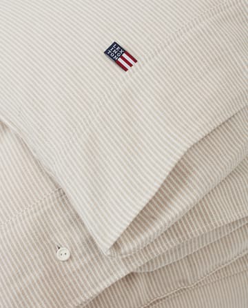 Striped Organic Cotton Flannel Deckenbezug 150 x 210cm - Beige-off white - Lexington
