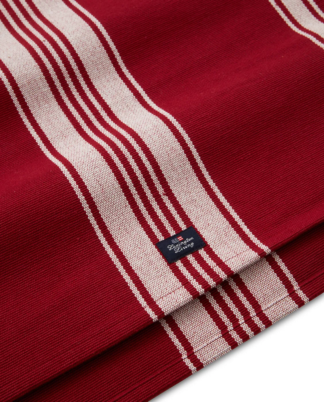 Striped Organic Cotton Rib Tischläufer 50 x 250 cm, Red-white Lexington