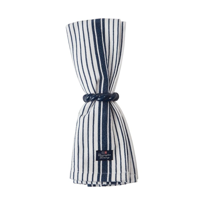 Striped Organic Cotton Serviette 50x50 cm, Navy Lexington