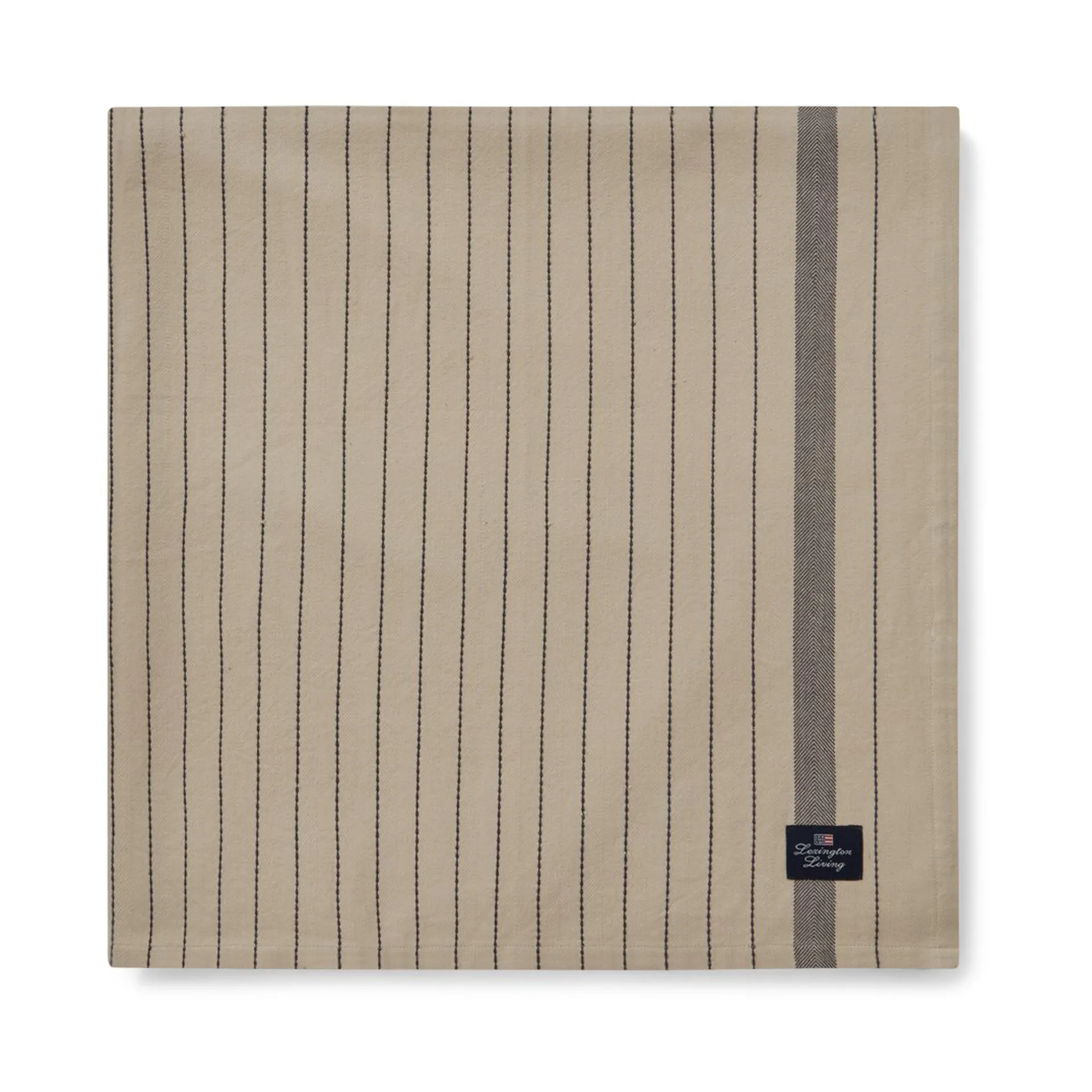 Striped Organic Cotton Tischdecke 150x350cm, Beige-dark gray Lexington