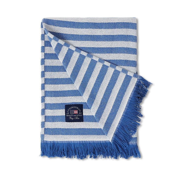 Striped Recycled Cotton Wolldecke 130 x 170cm, Blue-white Lexington
