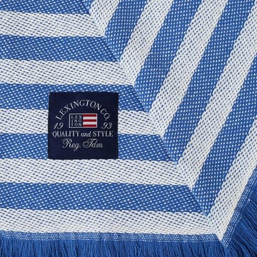 Striped Recycled Cotton Wolldecke 130 x 170cm - Blue-white - Lexington