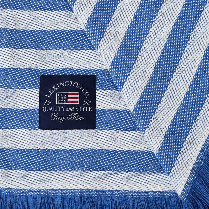 Striped Recycled Cotton Wolldecke 130 x 170cm, Blue-white Lexington