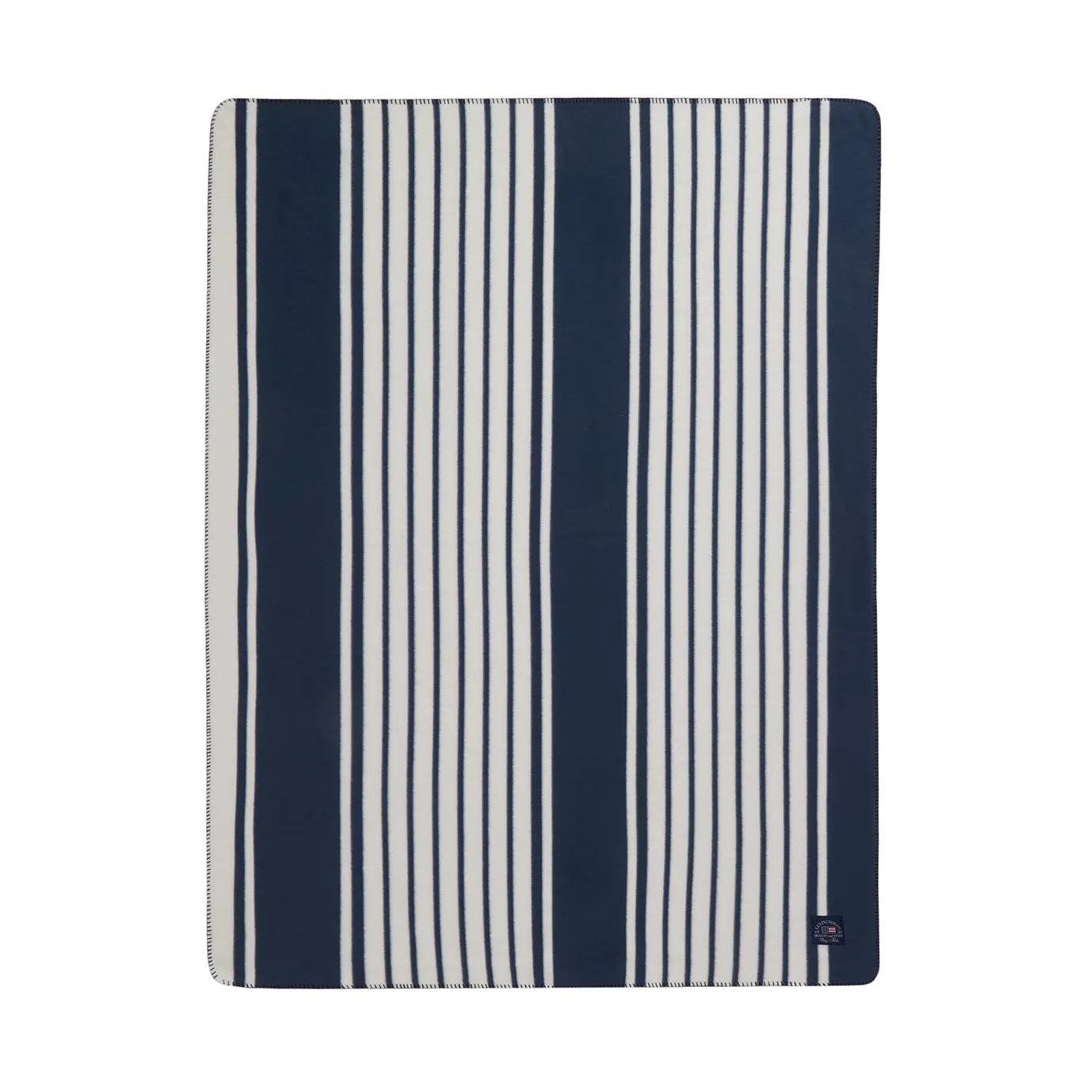 Striped Recycled Polyester Fleece-Decke 130x170 cm, Navy Lexington