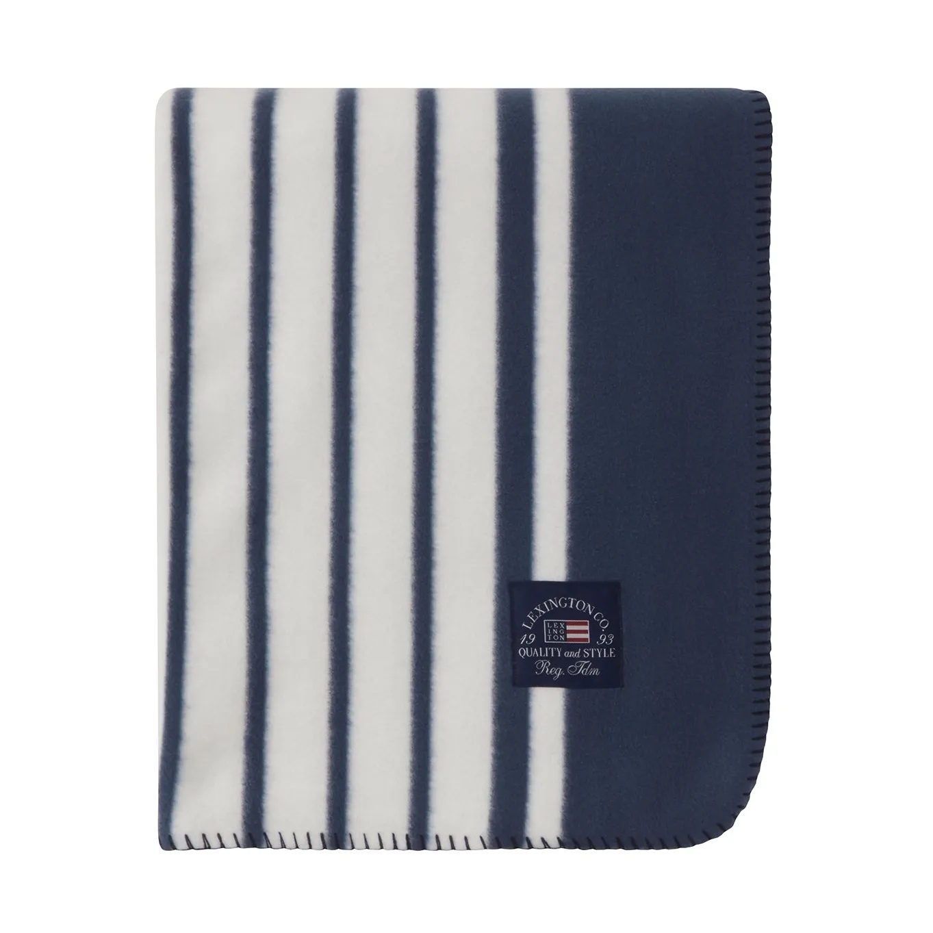 Striped Recycled Polyester Fleece-Decke 130x170 cm, Navy Lexington