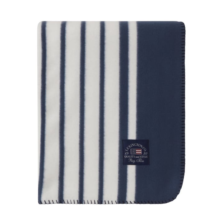 Striped Recycled Polyester Fleece-Decke 130x170 cm - Navy - Lexington