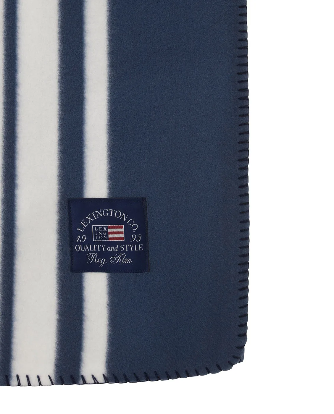 Striped Recycled Polyester Fleece-Decke 130x170 cm, Navy Lexington