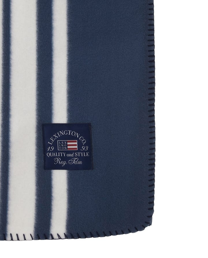 Striped Recycled Polyester Fleece-Decke 130x170 cm - Navy - Lexington