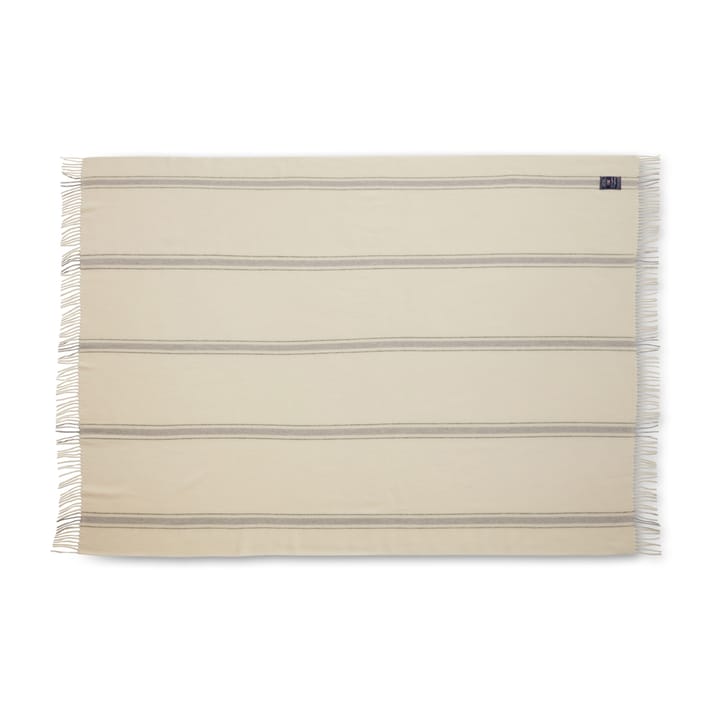 Striped Recycled Wolldecke 130 x 170cm - Offwhite-Grau - Lexington