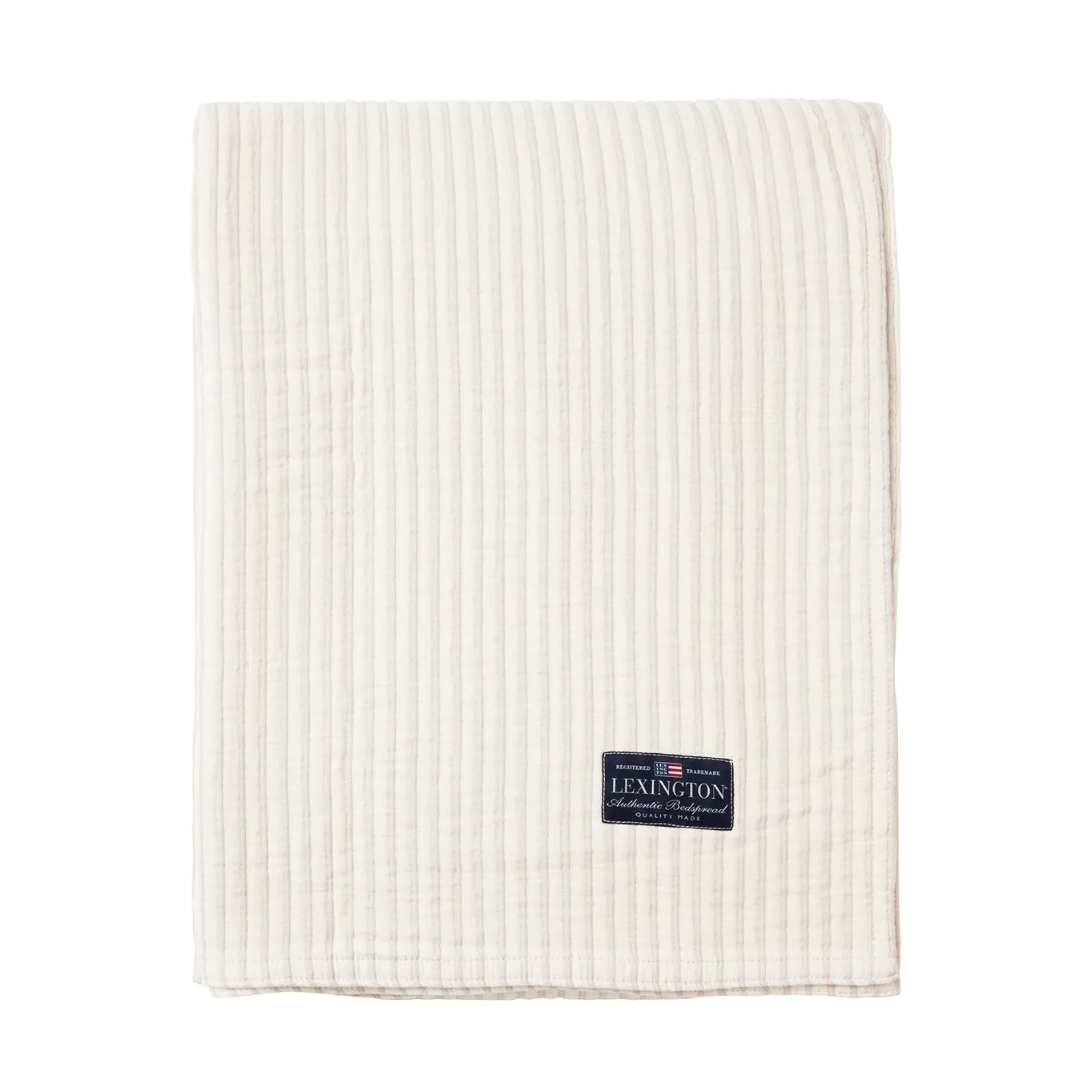 Striped Reversable Organic Cotton Tagesdecke 260x240 cm, Off white Lexington